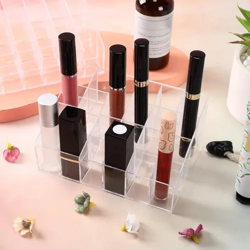 Miniatura 7 de Macarrie Organizador de lápiz labial, 4 piezas, 24 ranuras, acrílico para lápiz labial, maquillaje, estuche organizador de exhibición, caja