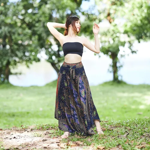 Miniatura 4 de Lannaclothesdesign - Falda larga para mujer de estilo bohemio, gitano, hippie, ropa de falda boho