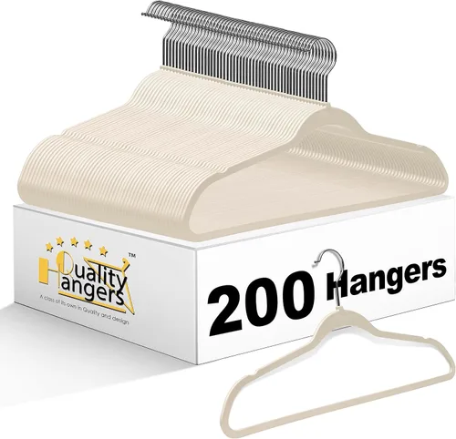Miniatura 10 de Quality Hangers Paquete de múltiples perchas de plástico delgadas para ropa, perchas resistentes sin terciopelo rosa con gancho cromado giratorio