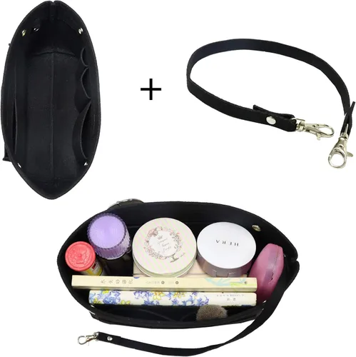 Miniatura 4 de MISIXILE Organizador de fieltro para bolso de mano, organizador de bolsa de mano, se adapta a Speedy Neverfull con asas y llavero, Negro