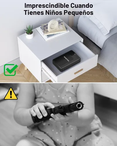 Miniatura 5 de HOLEWOR Caja Fuerte para Armas Pequeña Caja Fuerte para Pistola Caja de Bloqueo Biométrica para Pistola, Acceso Rápido por Huella Dactilar Funda