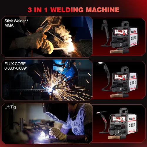 Miniatura 2 de 250A Soldador Mig, Soldador 110V FLUX MIG/ARC/Lift TIG sin gas, Soldador Mig 3 en 1 con sinergia e inversor IGBT, Soldador de núcleo de flujo