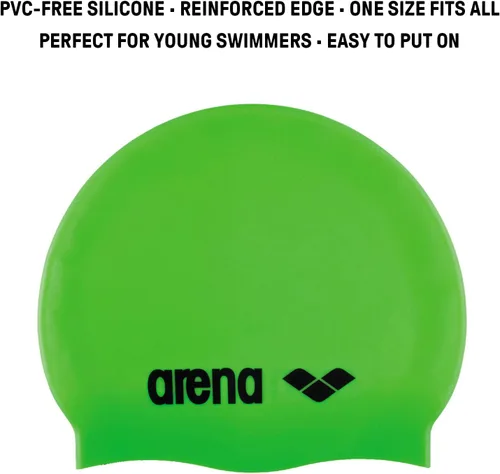 Miniatura 2 de Gorro de natación Arena Classic Junior de silicona unisex para niñas y niños, cómodo y duradero, gorro de baño para piscina de niños, talla única