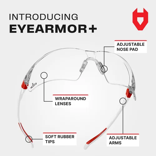 Miniatura 2 de NoCry Gafas de seguridad transparentes para hombres y mujeres; gafas de trabajo ligeras con marcos ajustables y agarres antideslizantes; gafas