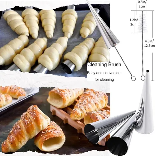 Miniatura 3 de Juego de 30 moldes para cuernos de crema, juego grande de formas para cannoli de acero inoxidable, kit para cannoli para hornear, caparazón de Juego
