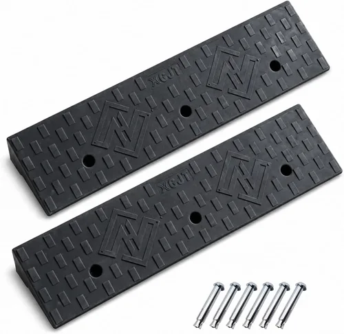 Paquete de 2 Rampas de Bordillo de Goma de 1.6", Rampas de Bordillo de Goma de Carga Pesada de 3 Toneladas, Rampa de Entrada, Rampa de Pendiente