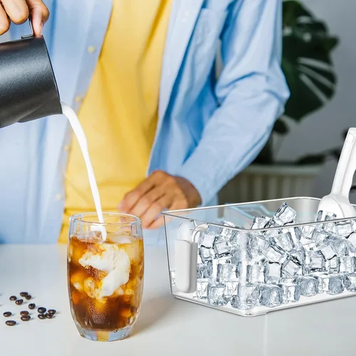 Miniatura 4 de Havawish Juego de 2 Cubos de Hielo y Juego de Cucharones Flexibles de Plástico para Congelador con Asa Retráctil, Cubo de Almacenamiento Gris