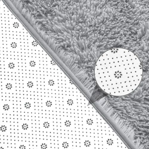 Miniatura 3 de junovo Alfombra gris y ovalada de 5 x 8 pies, 2.6 x 5.3 pies