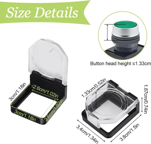Miniatura 2 de 4 protectores de plástico transparente para interruptor de botón, a prueba de polvo, pomo de parada de emergencia para botón de encendido de 0.866