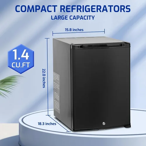 Miniatura 3 de Smad - Refrigerador compacto de 1.4 pies cúbicos, mini refrigerador con cerradura, refrigerador de 12V para vehículos recreativos, refrigerador de 2