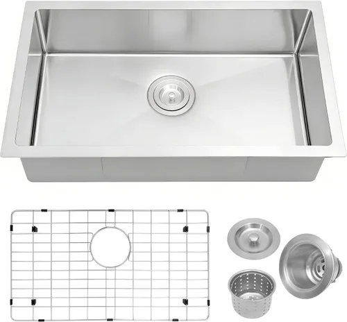 Miniatura 13 de MILOSEN Fregadero de cocina para autocaravana de 25 x 15 pulgadas, fregaderos de cocina de acero inoxidable bajo encimera de un solo tazón