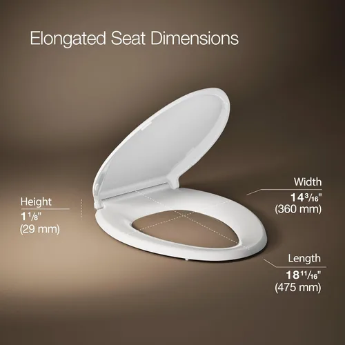 Miniatura 4 de KOHLER 4636-RL-0 Cachet ReadyLatch - Asiento de inodoro alargado con cierre lento, asiento de inodoro de cierre suave con tapa silenciosa, topes
