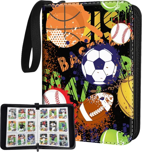 Miniatura 25 de Carpeta de Tarjetas de Fútbol con 900 Bolsillos con 50 Fundas Removibles, Carpeta Portátil para Tarjetas Deportivas de Intercambio, Álbum