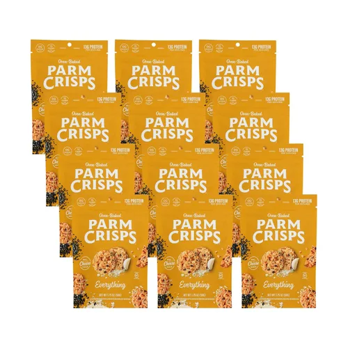 Miniatura 10 de ParmCrisps - Galletas crujientes de queso cheddar, hechas simplemente con queso 100% REAL Snacks keto saludables, bajos en carbohidratos, altos