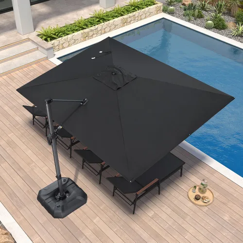 Miniatura 31 de PURPLE LEAF Sombrilla de Patio de 8 Pies para Exteriores Sombrilla Cantilever Cuadrada de Aluminio Sombrilla Offset con Rotación de 360 Grados
