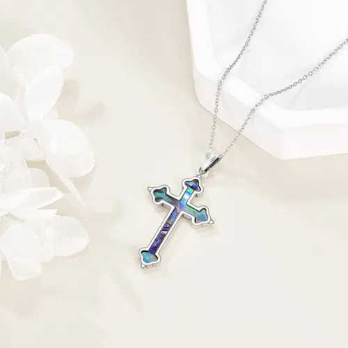 Miniatura 32 de YFN Collar de cruz de plata de ley 925 con nudo celta cruz infinito corazón amor colgante collar de 18 pulgadas