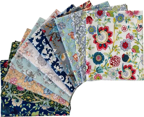 Miniatura 7 de 18" x 22" Fat Quarters Quilting Cotton Fabric Bundles for Sewing, 10 PCS Black&White Floral