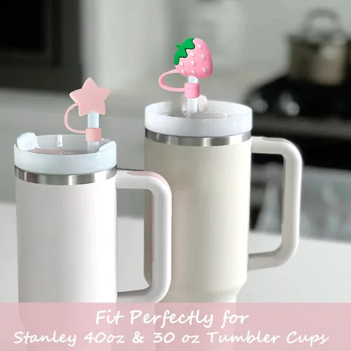 Miniatura 5 de 6 fundas de popote compatibles con vasos Stanley de 40/30 onzas, reutilizables y bonitos protectores de tapas de silicona para popotes Stanleys