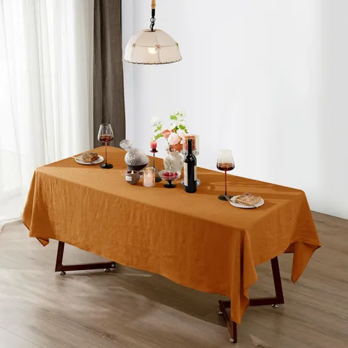 Miniatura 6 de Talasily Mantel de lino 100% lino puro, 60 x 84 pulgadas, manteles rectangulares lavables para cocina, comedor, fiestas de bufé, vacaciones, picnic