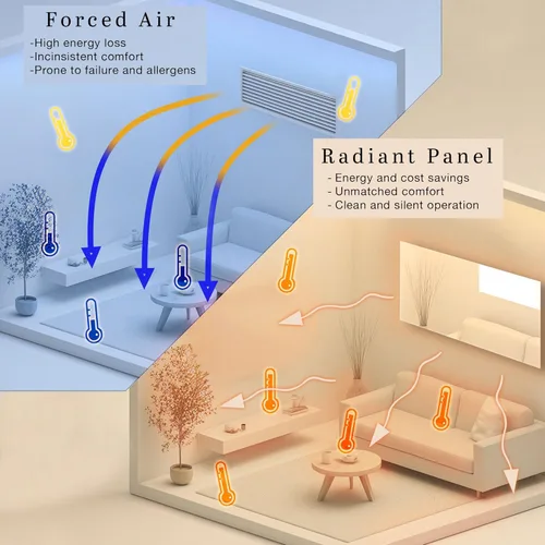 Miniatura 6 de Panel de calentador de pared infrarrojo con espejo de vidrio de 600 W, panel de calor radiante eléctrico de 24 x 35 pulgadas, calentador de espacio