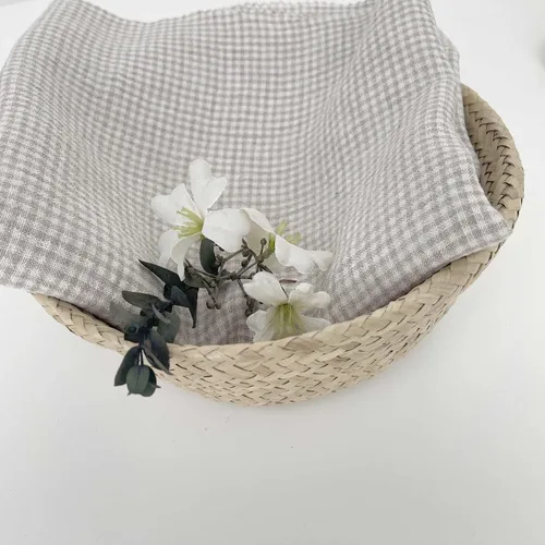 Miniatura 9 de Tela de lino Seersucker Gingham Check 7328 7329 Beige