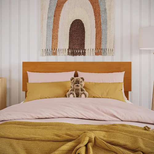 Miniatura 6 de AFI, Aria - Cama de plataforma moderna de perfil bajo de madera maciza, tamaño individual, color caramelo claro