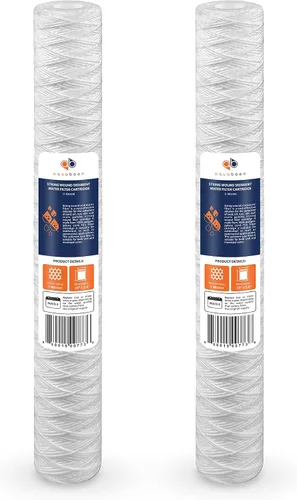 Aquaboon Cartucho de filtro de agua para heridas de cuerda de 1 micrón, 20 x 2.5 pulgadas, reemplazo del filtro de agua para toda la casa para