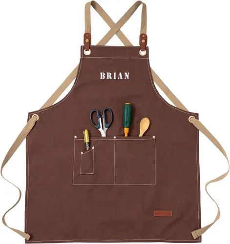 Miniatura 10 de Delantales de chef para mujeres y hombres, personalizados, de lona, con espalda cruzada, para cocinar, hornear, barista, jardinería, carpintería