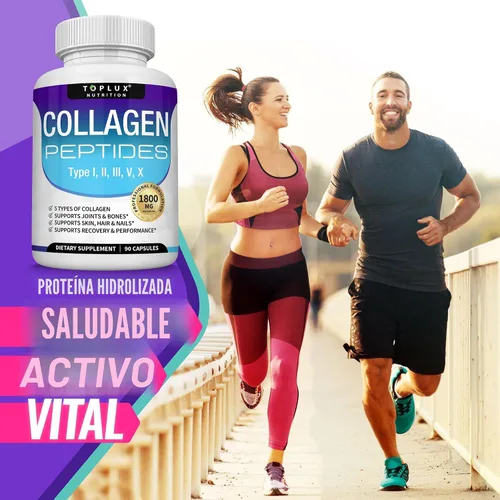 Miniatura 6 de Toplux Complejo de péptidos de colágeno múltiple de 1800 mg - Complejo tipo I, II, III, V, X Complejo de colágeno premium para una mejor piel y One