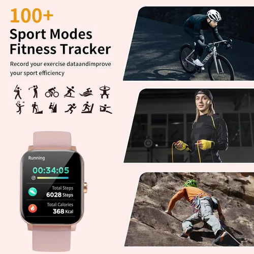 Miniatura 3 de Reloj inteligente, relojes inteligentes para hombres y mujeres, rastreador de fitness HD de 1.85 pulgadas (respuesta/hacer llamadas), más de 120 Rosa