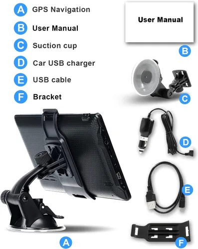 Miniatura 7 de Navegación GPS para coche y autocaravana, GPS de 7 pulgadas de pantalla táctil del vehículo, mapas gratuitos de por vida de América del Norte USA