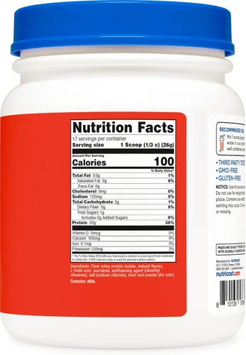 Miniatura 5 de Nutricost Polvo aislado de proteína de suero transparente (Tropical Punch) 1 LB – 0.71 oz de proteína, 0.00 oz de azúcar añadido, sin OMG, sin gluten