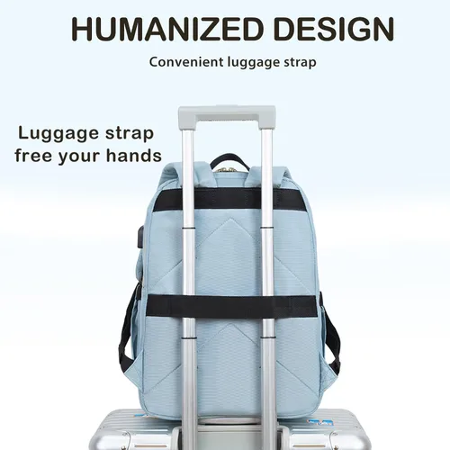 Miniatura 5 de VANKEAN Mochila para laptop de 15.6 pulgadas para mujer, bolsa de trabajo para computadora portátil a la moda con puerto USB, mochilas impermeables