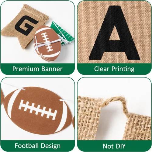 Miniatura 3 de Banners de arpillera y fieltro de fútbol, sin bricolaje, 3 unidades, pancarta de fútbol para juego, línea de tiempo, decoración para colgar
