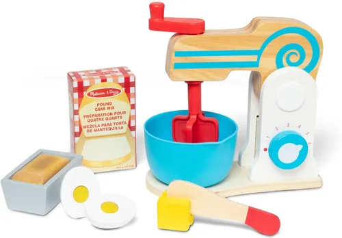 Juego de batidor de madera para tortas de Melissa & Doug, 11 piezas, accesorios de comida y cocina, individual, Multicolor