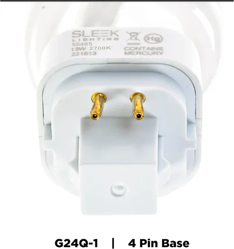 Miniatura 4 de Bombilla de luz CFL espiral de 13 vatios, T3, 4 pines, base G24Q-1, 2700K, 800lm - Luz fluorescente compacta - Luz blanca cálida, paquete de 4