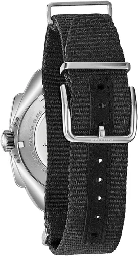 Miniatura 2 de Bulova Hombre Archive Series Lunar Pilot Cronógrafo de 6 manecillas de acero inoxidable de cuarzo de alto rendimiento, correa NATO negra y cristal
