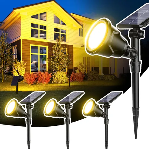 Miniatura 13 de ROSHWEY Focos solares para exteriores, focos de 600 lúmenes, impermeables, iluminación exterior de inundación para entrada, patio, jardín, paisaje