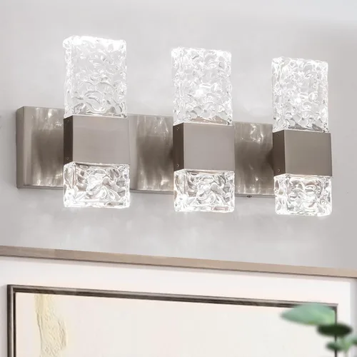 Miniatura 9 de Moderna lámpara LED para tocador de baño, acero inoxidable cromado, 3 lámparas de pared para iluminación de baño, Fuxture sobre espejo, 21.5