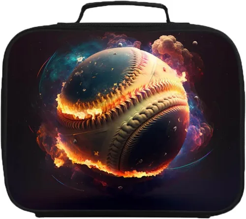 Miniatura 9 de Lonchera de fútbol americano para niños y niñas, bolsa de almuerzo escolar para niños, capa aislada, poliéster, a prueba de fugas, para niños a
