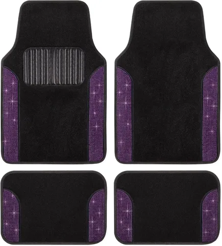 Miniatura 10 de Juego de alfombrillas de coche con diamantes brillantes Carbella de 4 piezas, alfombrillas de coche de imitación de diamantes con brillantes