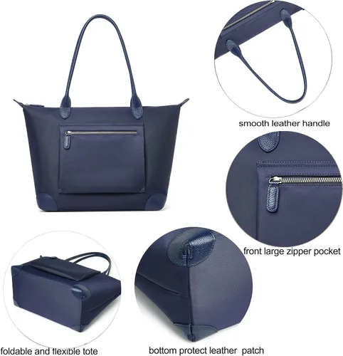Miniatura 3 de DORIS&JACKY Bolso de mano para mujer, grande, ligero, de cuero, de nailon, para el trabajo, bolso de hombro y bolso de viaje plegable