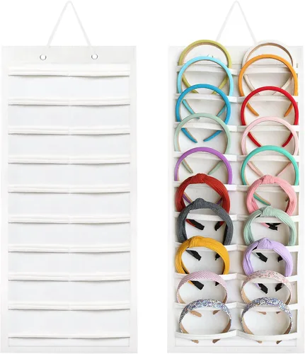 Miniatura 8 de SMUK Organizador de diadema colgante para niñas, soporte para diadema de pared para mujeres, organizador de accesorios para el cabello en la pared