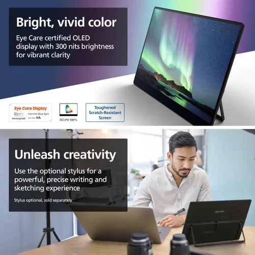 Miniatura 5 de RICOH 150 Monitor Portátil de 15.6" Vivid OLED 350nit Ligero con Pantalla Táctil y Altavoces Duales - para Laptop, Computadora de Escritorio, Mac, PC