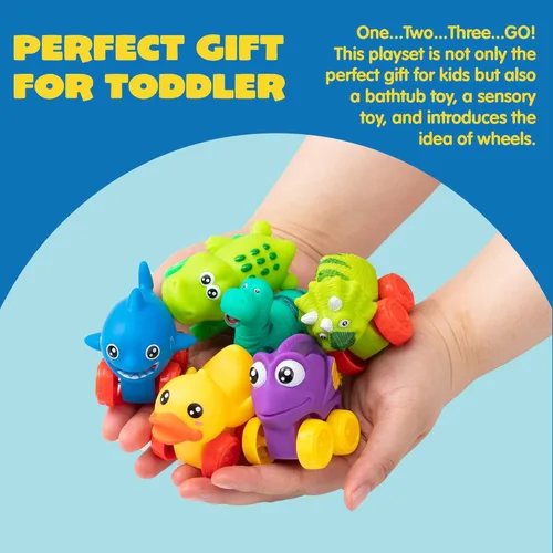 Miniatura 5 de JOYIN Coches de Animales, Juguete de Set de Coches de Goma Suave, Mini Vehículos para Bebés, Coche de Juguete de Baño para Niños y Niñas, Regalo