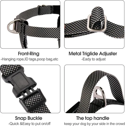 Miniatura 3 de Annchwool Arnés ajustable para perro, ligero, sin tirones, con asa para perros pequeños, medianos y grandes, clip frontal, arnés de chaleco fácil