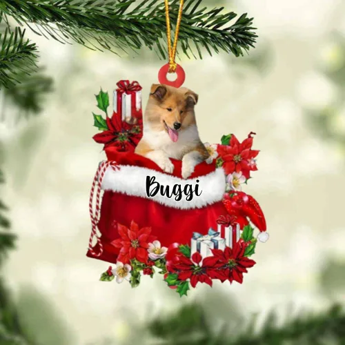 Miniatura 108 de Perro Akita Inu personalizado en bolsa de regalo, adorno de Navidad, nombre personalizado, regalo para amantes de los perros, familia, Navidad