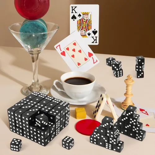 Miniatura 3 de Juego de 100 dados de casino estándar de 0.631 pulgadas, juego de dados acrílicos a granel de 6 caras para actividades de mesa, juegos temáticos