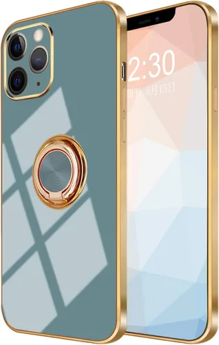 Miniatura 2 de Funda para iPhone 11 Pro con anillo, anillo de rotación de 360 grados integrado con soporte de anillo de rotación de 360 grados con chapado Gris