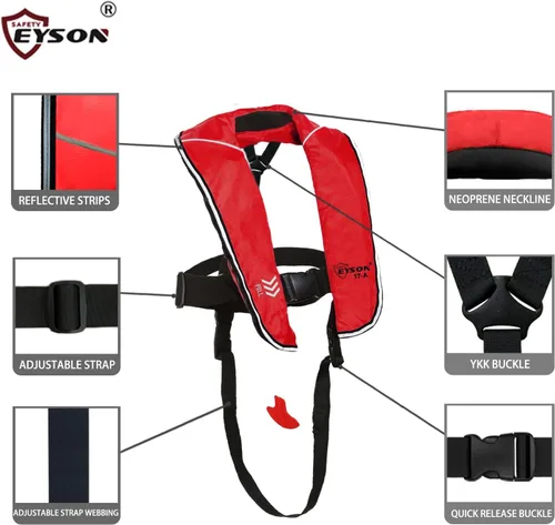 Miniatura 4 de Eyson Chaleco salvavidas inflable inflable para niño automático clásico Rojo